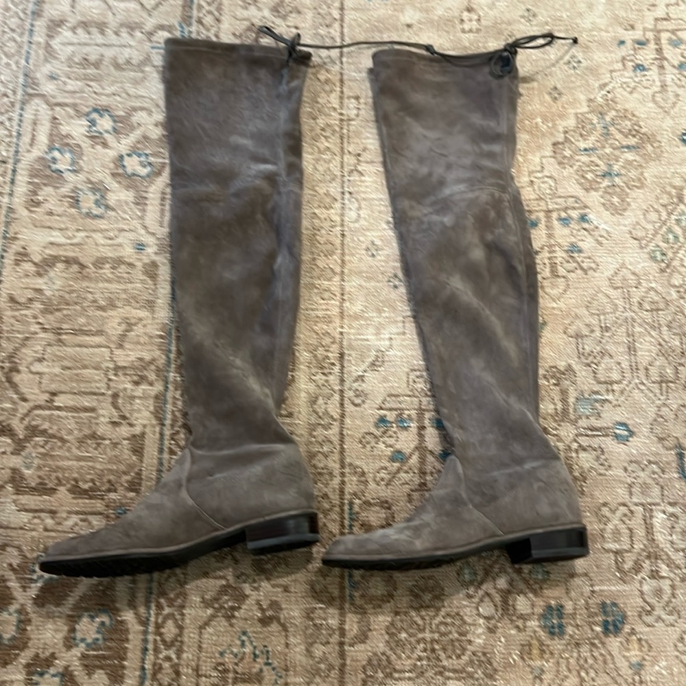 Stuart Weitzman Lowland Suede Over the Knee Boot in Praline